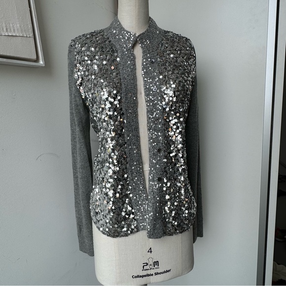 IISLI NY Rate Vintage 💯CASHMERE sequins and Swarovski Crystals sz M - Picture 6 of 16
